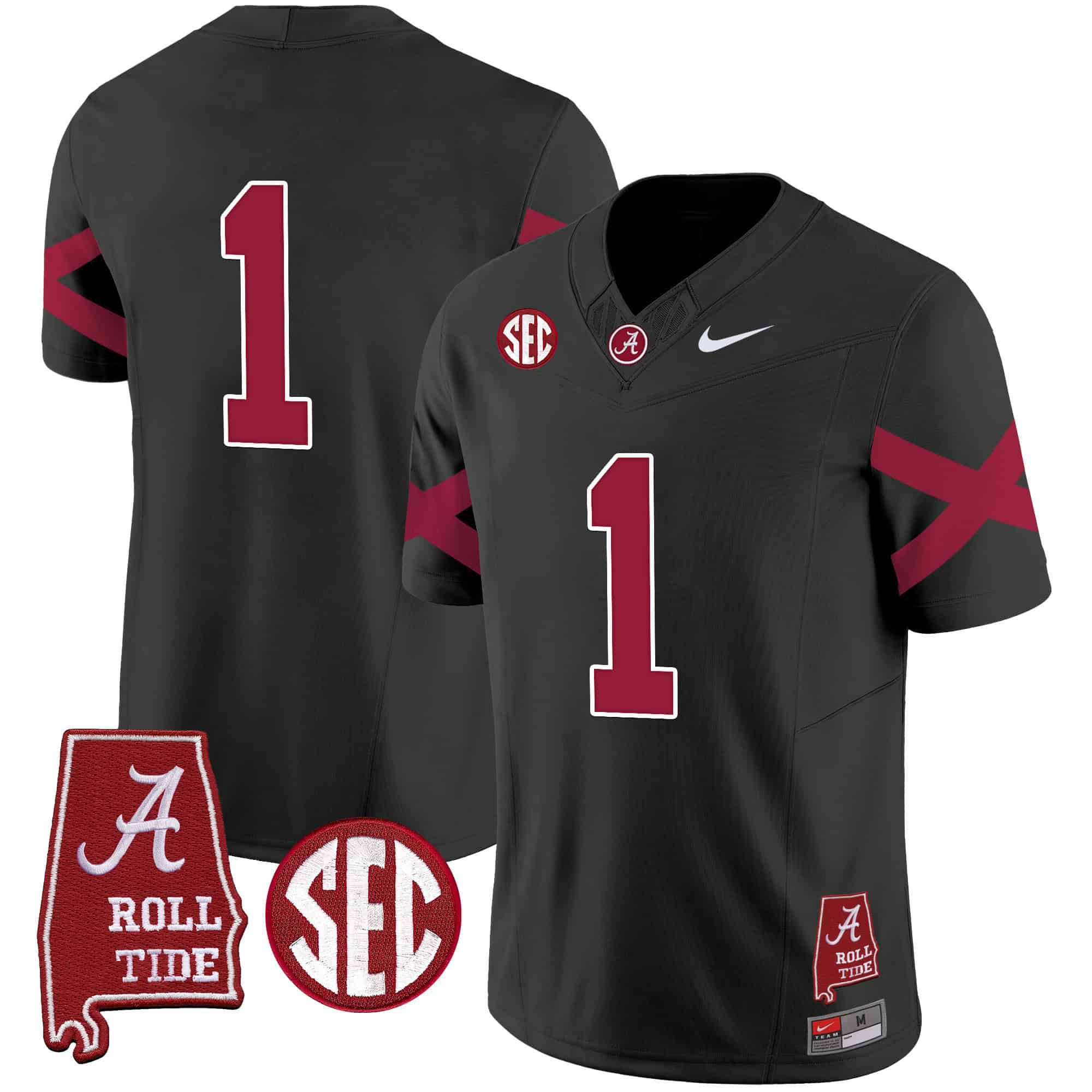 Men Alabama Crimson Tide #1 No Name Black Map Vapor Limited 2024 Nike NCAA Jersey->indianapolis colts->NFL Jersey